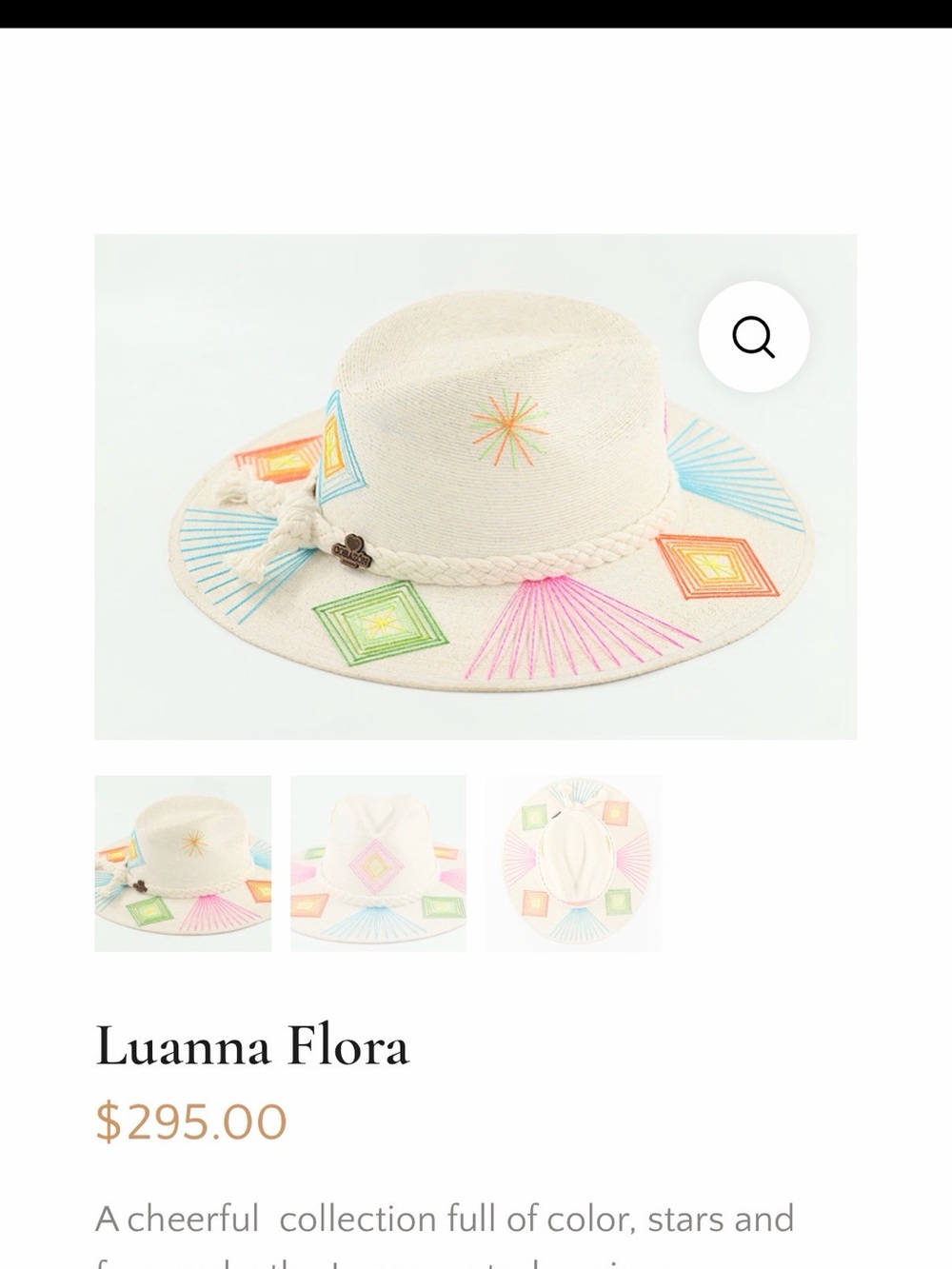 Corazon Playero Luanna Flora Handmade Wide Brim Hat Size Large - Picture 6 of 6